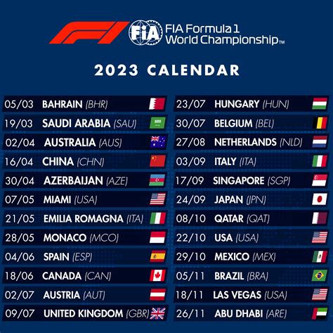 f1 schedule 2023
